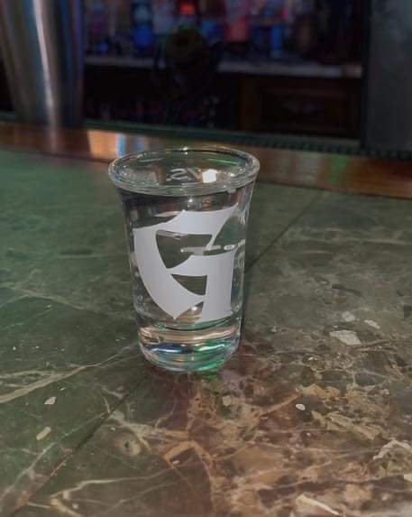 Clear Shot Glass with Gatsby's Logo